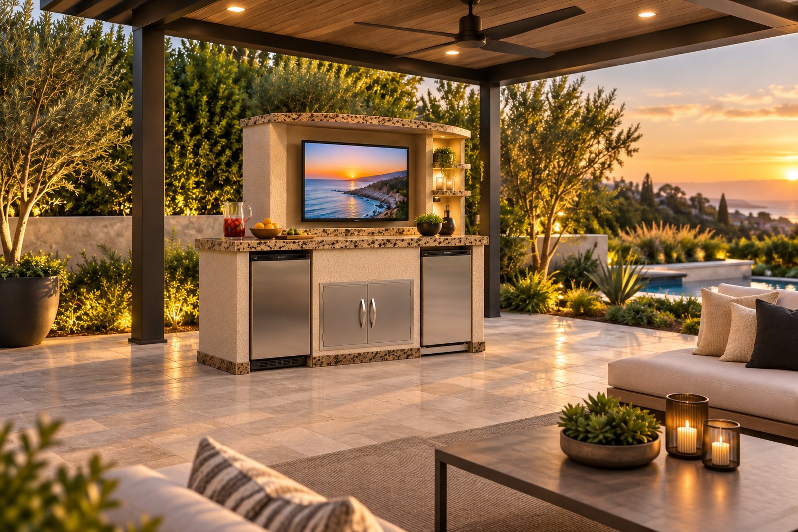 Covered entertainment center